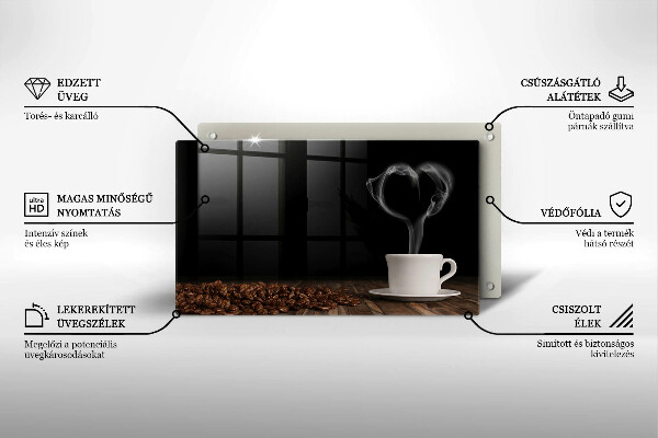 Tűzhelyvédő Kávéscsésze szív