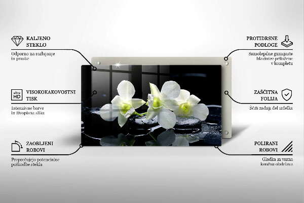 Tűzhelyvédő Fehér virágok a zen vízben