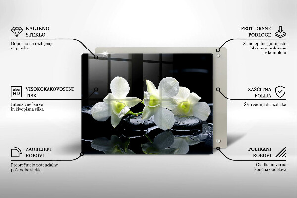 Tűzhelyvédő Fehér virágok a zen vízben