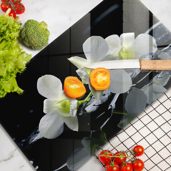 Tűzhelyvédő Fehér virágok a zen vízben