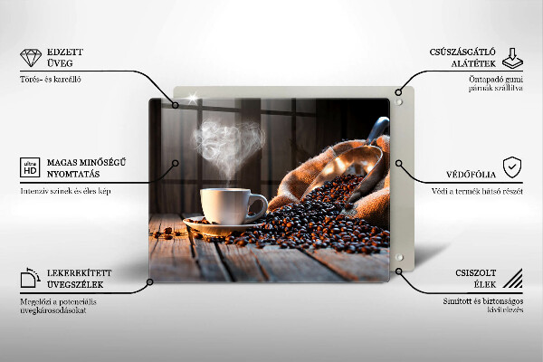 Tűzhelyvédő Kávéscsésze és szív