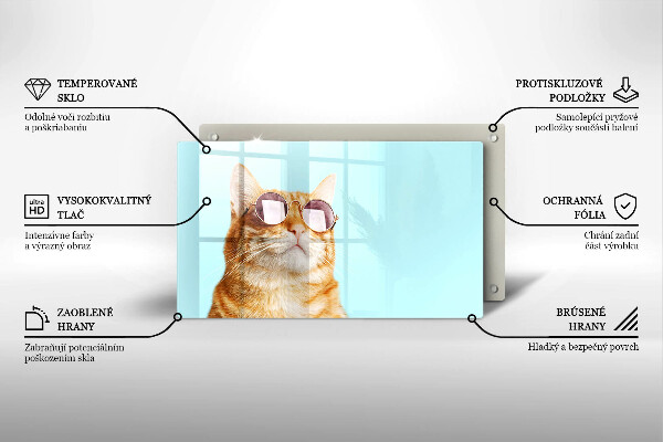 Tűzhelyvédő Vörös macska szemüveggel