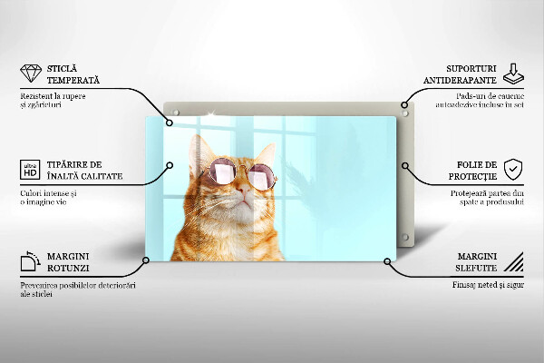 Tűzhelyvédő Vörös macska szemüveggel