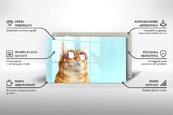 Tűzhelyvédő Vörös macska szemüveggel