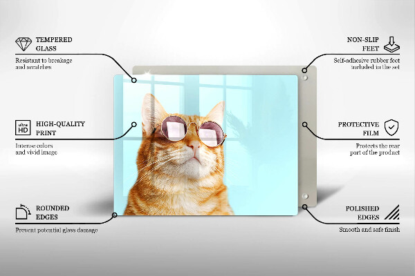 Tűzhelyvédő Vörös macska szemüveggel