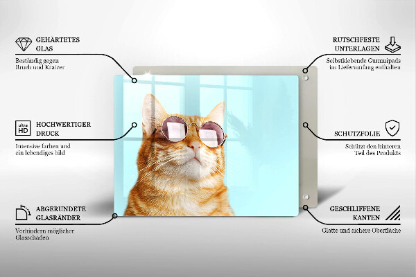 Tűzhelyvédő Vörös macska szemüveggel