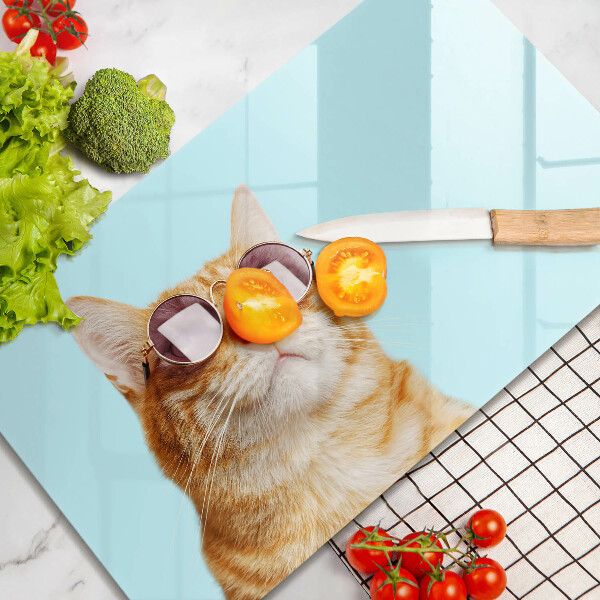 Tűzhelyvédő Vörös macska szemüveggel