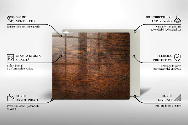 Tűzhelyvédő üveglap Sötét fa tábla