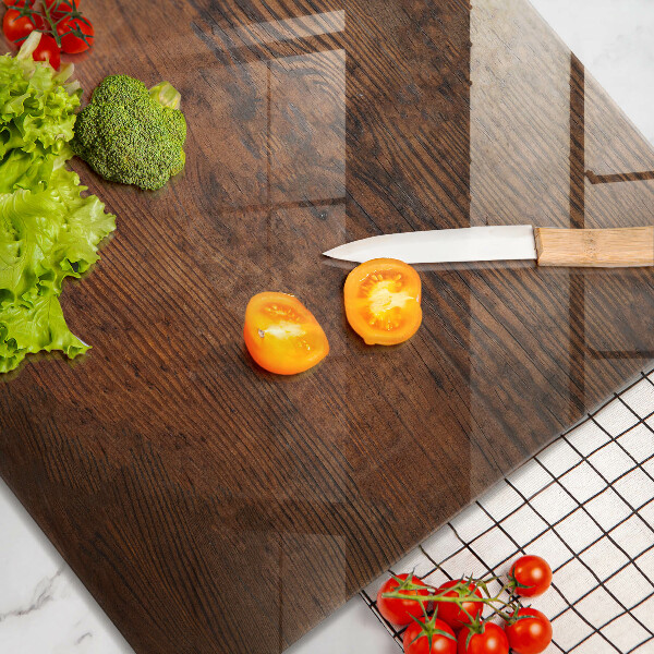 Tűzhelyvédő üveglap Sötét fa tábla