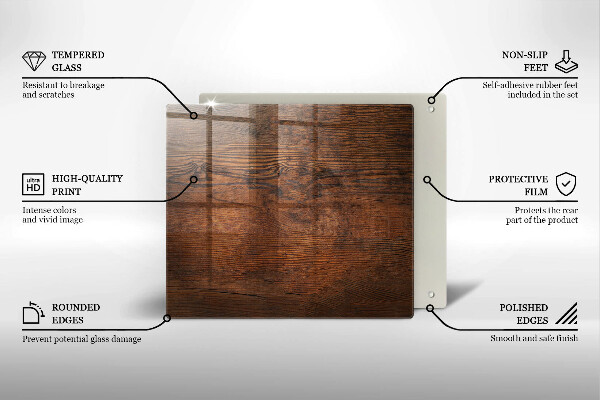 Tűzhelyvédő üveglap Sötét fa tábla