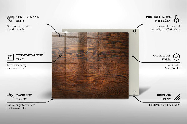 Tűzhelyvédő üveglap Sötét fa tábla