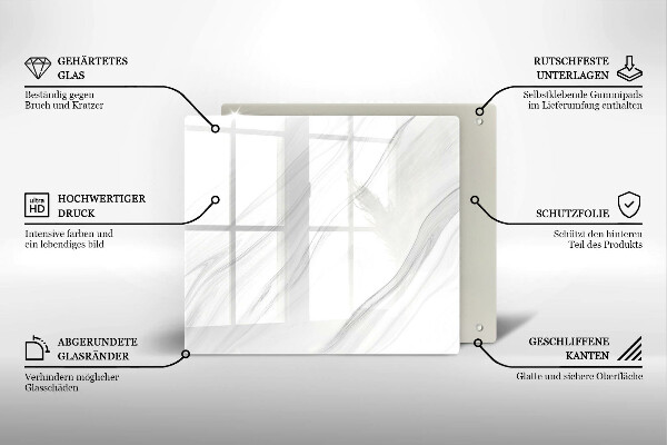 Tűzhelyvédő üveglap Finom márvány