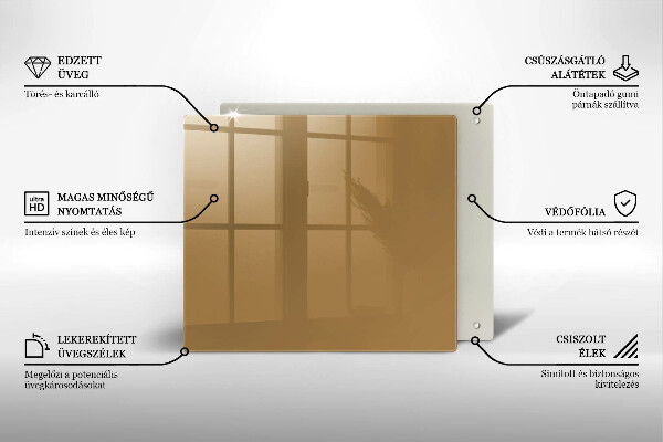 Tűzhelyvédő üveglap Bézs színű