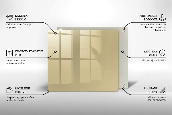 Tűzhelyvédő üveglap Bézs színű
