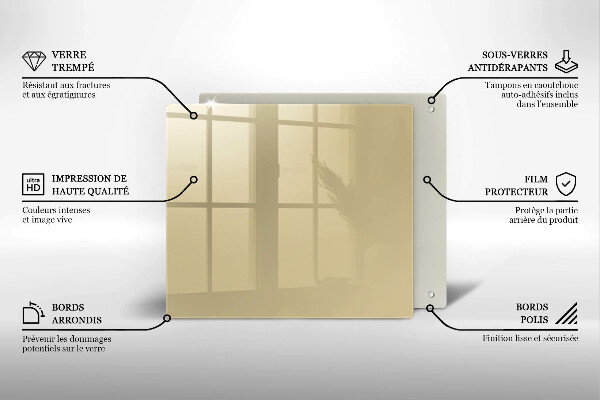 Tűzhelyvédő üveglap Bézs színű