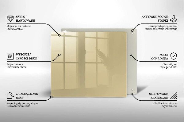 Tűzhelyvédő üveglap Bézs színű