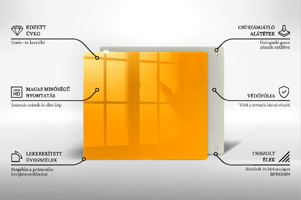 Tűzhelyvédő üveglap Sötét sárga színű
