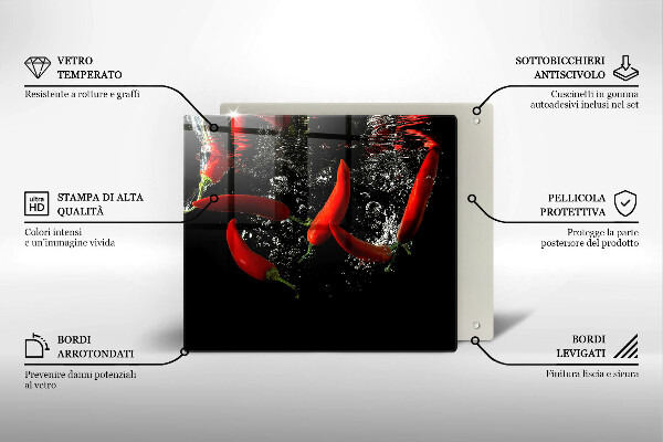 Tűzhelyvédő üveglap Chili paprika vízben