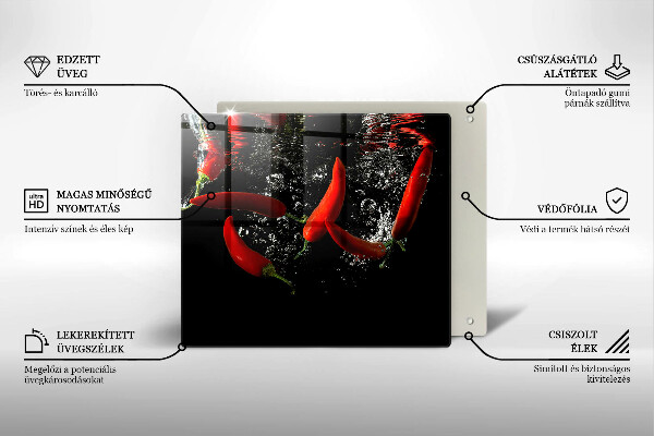 Tűzhelyvédő üveglap Chili paprika vízben