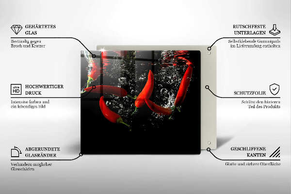 Tűzhelyvédő üveglap Chili paprika vízben