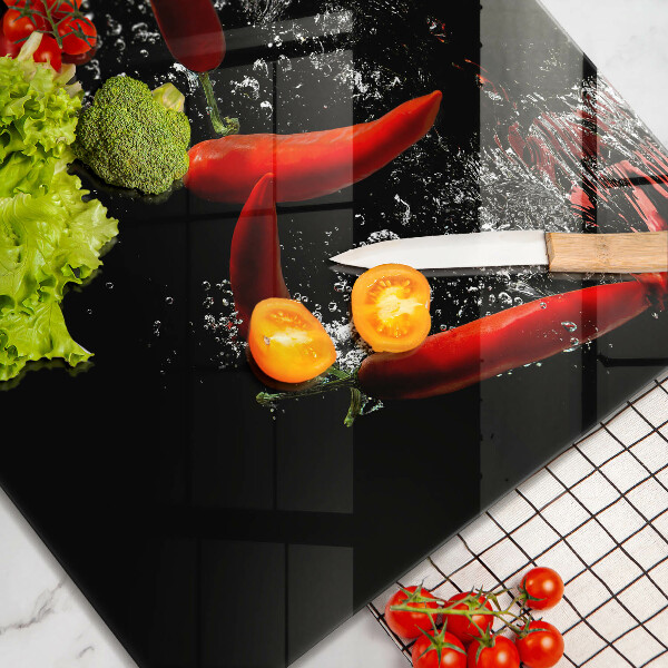 Tűzhelyvédő üveglap Chili paprika vízben
