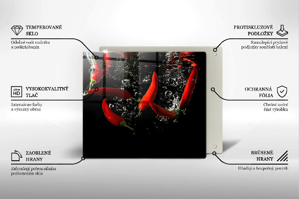 Tűzhelyvédő üveglap Chili paprika vízben