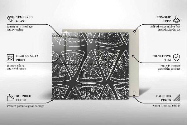 Tűzhelyvédő üveglap Pizza illusztráció