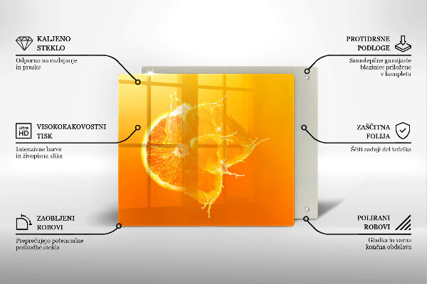 Tűzhelyvédő üveglap Lédús narancssárga gyümölcs