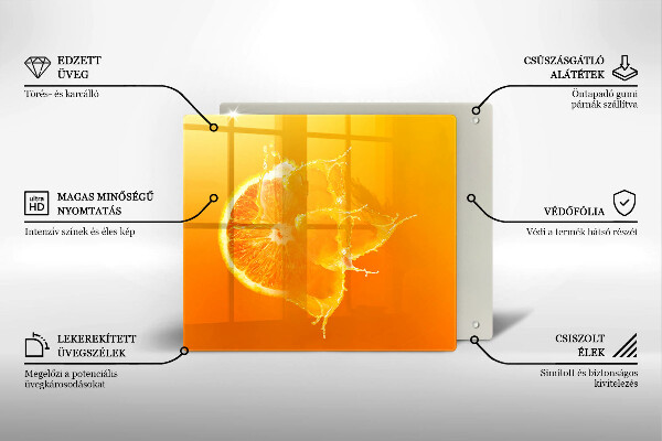 Tűzhelyvédő üveglap Lédús narancssárga gyümölcs