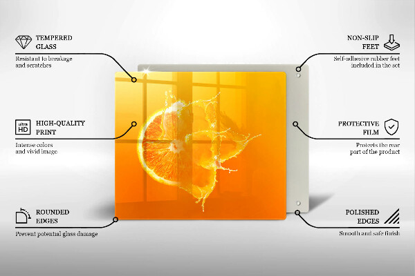 Tűzhelyvédő üveglap Lédús narancssárga gyümölcs