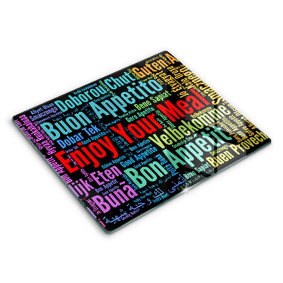 Tűzhelyvédő üveglap Feliratok Jó étvágyat nyelvek