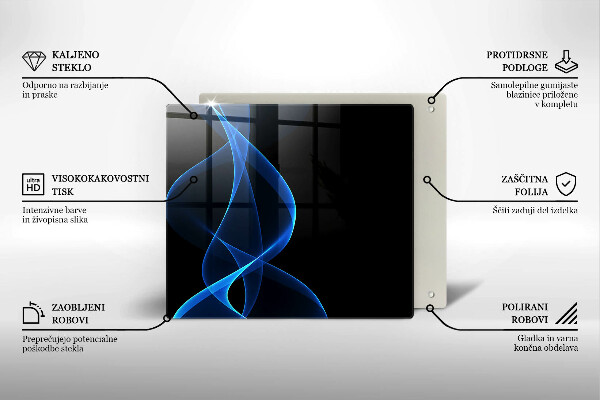 Tűzhelyvédő üveglap Kék füstvonalak