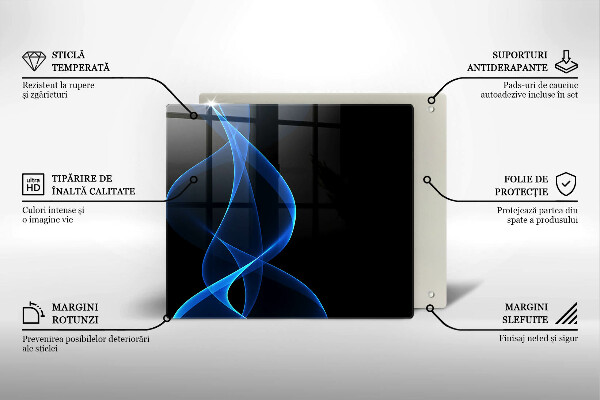 Tűzhelyvédő üveglap Kék füstvonalak