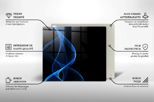 Tűzhelyvédő üveglap Kék füstvonalak