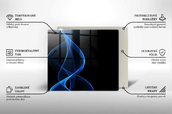 Tűzhelyvédő üveglap Kék füstvonalak