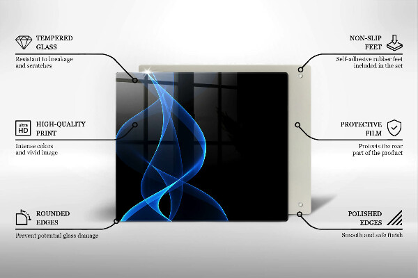 Tűzhelyvédő üveglap Kék füstvonalak