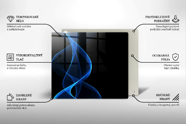 Tűzhelyvédő üveglap Kék füstvonalak