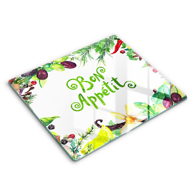 Tűzhelyvédő üveglap Bon Appetit felirat