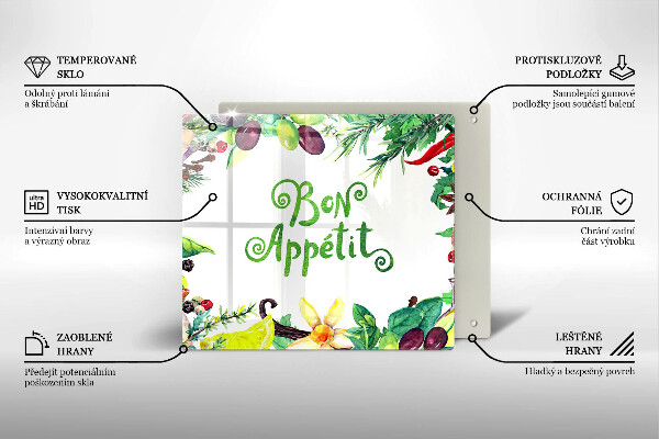 Tűzhelyvédő üveglap Bon Appetit felirat