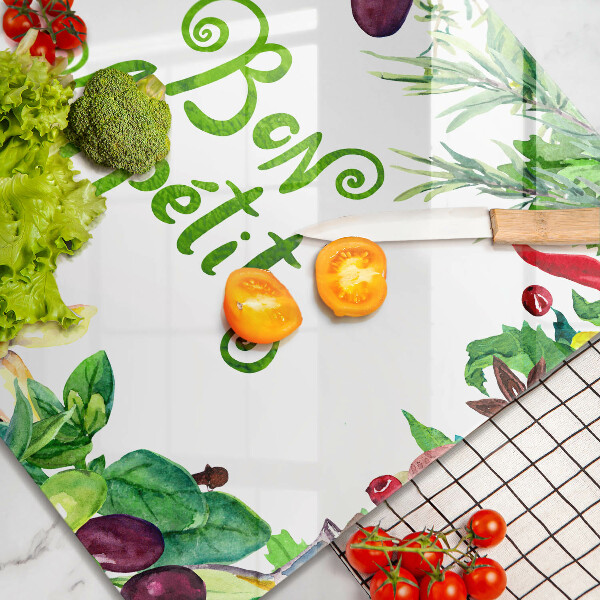 Tűzhelyvédő üveglap Bon Appetit felirat