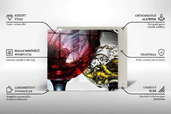 Tűzhelyvédő üveglap Pohár bor