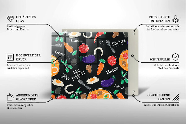 Tűzhelyvédő üveglap Élelmiszer illusztráció