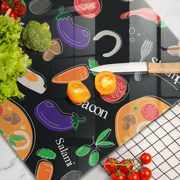 Tűzhelyvédő üveglap Élelmiszer illusztráció