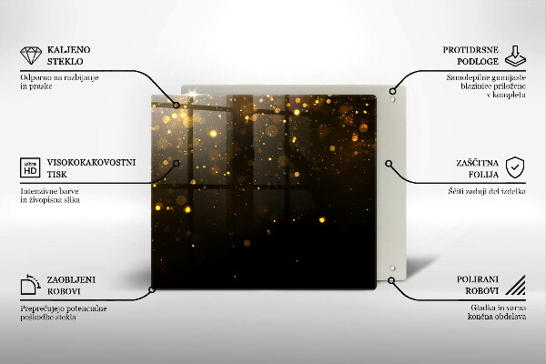 Tűzhelyvédő üveglap Arany csillogás