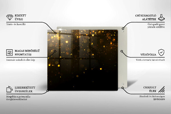 Tűzhelyvédő üveglap Arany csillogás