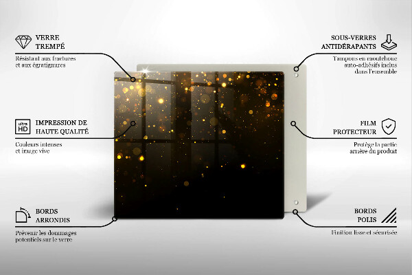 Tűzhelyvédő üveglap Arany csillogás