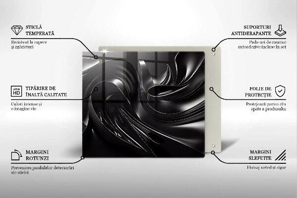 Tűzhelyvédő üveglap Absztrakt fekete massza