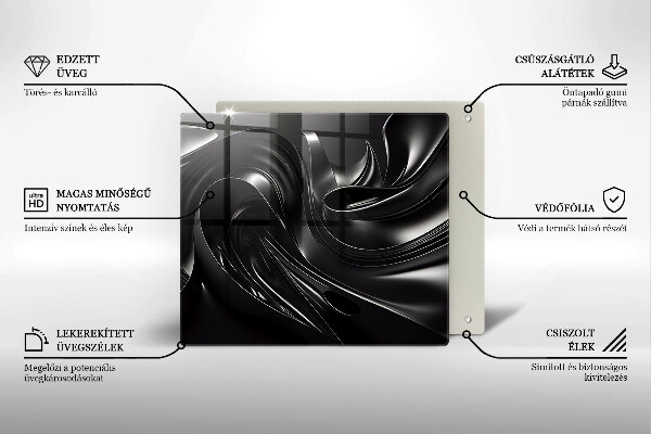 Tűzhelyvédő üveglap Absztrakt fekete massza