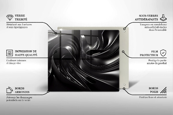 Tűzhelyvédő üveglap Absztrakt fekete massza