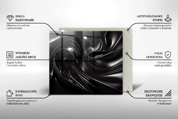 Tűzhelyvédő üveglap Absztrakt fekete massza